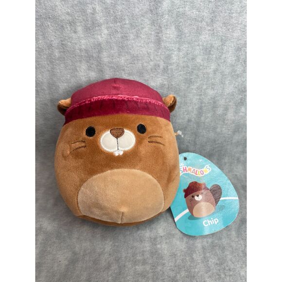 Squishmallows Chip the Brown Beaver 5" with‎ Hat Harvest Squad New 2022 Stuffed - Picture 5 of 5